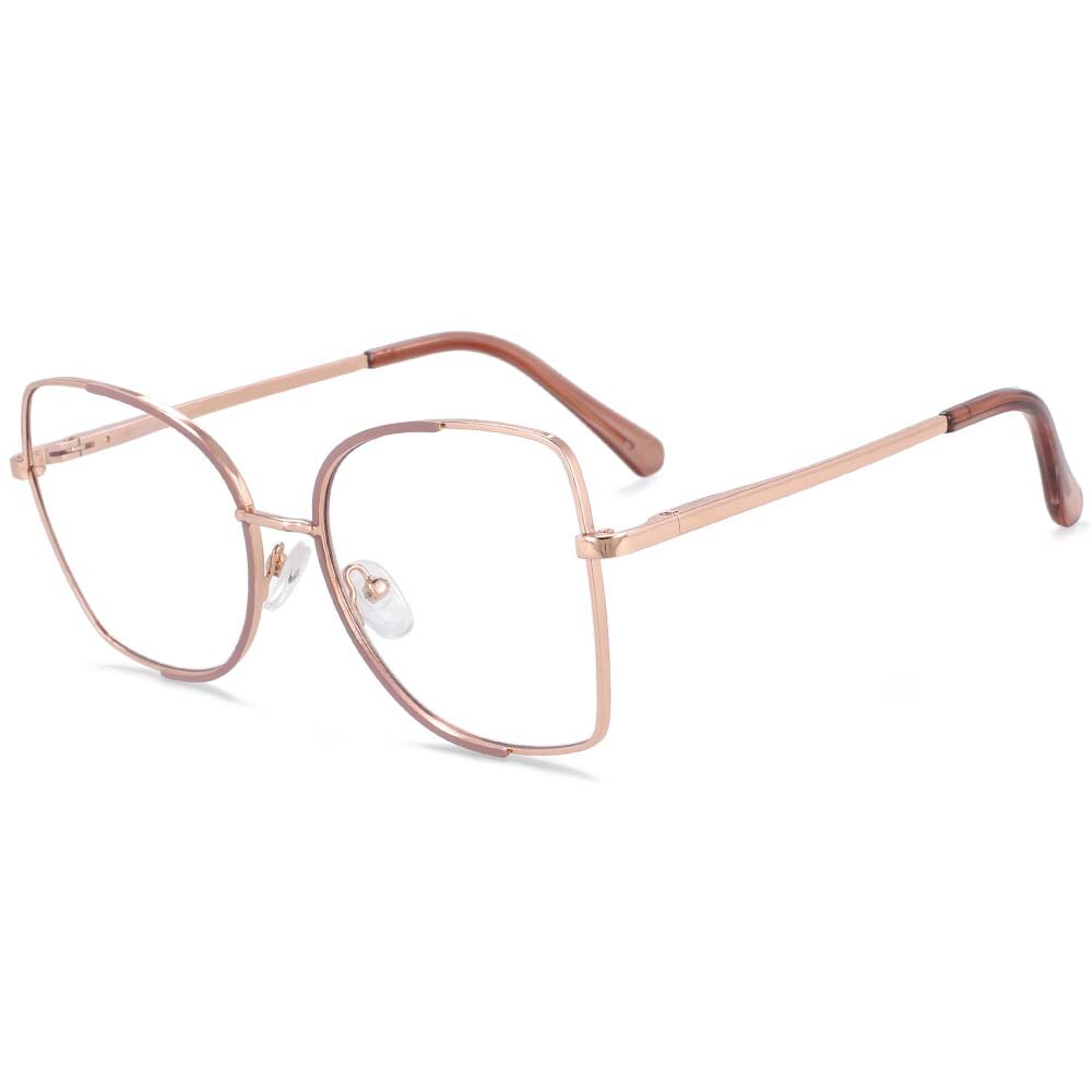 CCspace Unisex Semi Rim Square Alloy Frame Eyeglasses 54079 Semi Rim CCspace China light-purple