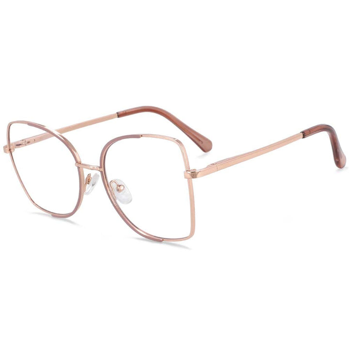 CCspace Unisex Semi Rim Square Alloy Frame Eyeglasses 54079 Semi Rim CCspace China light-purple