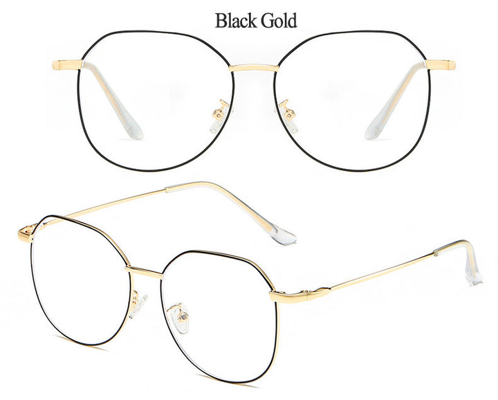 Hotony Unisex Full Rim Alloy Polygonal Frame Eyeglasses Zy9038 Full Rim Hotony