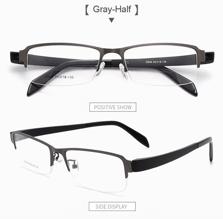 Hotochki Men's Full/Semi Rim Alloy Frame Eyeglasses D849/D845 Semi Rim Hotochki