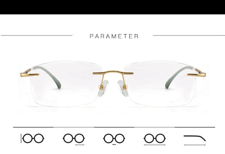 Hotochki Men's Rimless Alloy Screwless Frame Eyeglasses 7053 Rimless Hotochki