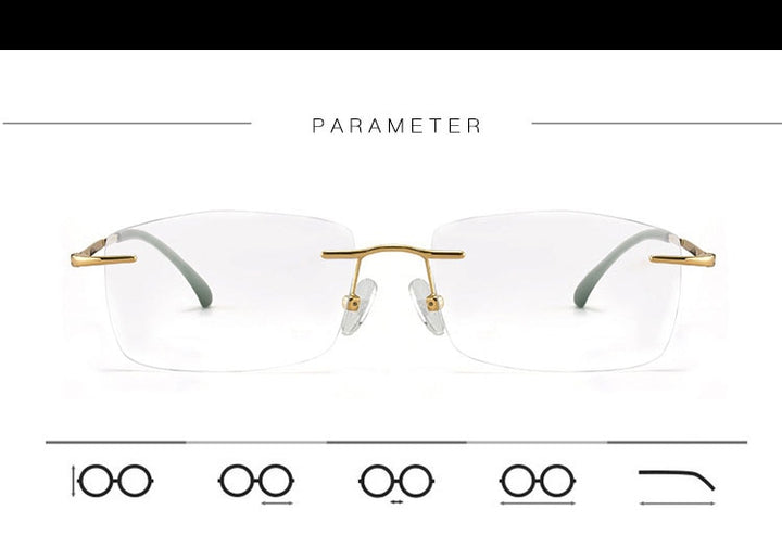 Hotochki Men's Rimless Alloy Screwless Frame Eyeglasses 7053 Rimless Hotochki