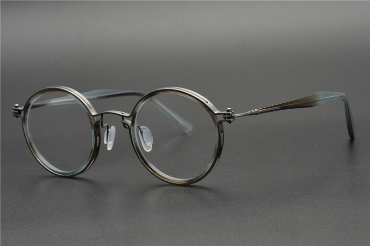 Muzz Men's Full Rim Round Titanium Acetate Frame Eyeglasses G15 Full Rim Muzz C3