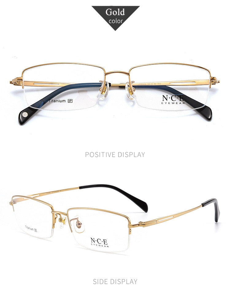 Men's Semi Rim Square Titanium Frame Eyeglasses Sc8906 Semi Rim Bclear