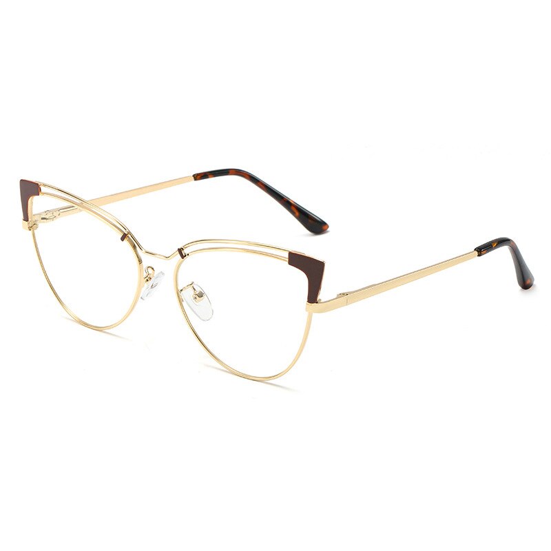 CCspace Full Rim Cat Eye Alloy Frame Eyeglasses 48297 Full Rim CCspace C9Coffee