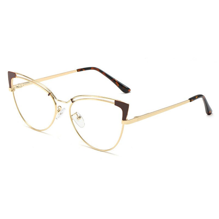 CCspace Full Rim Cat Eye Alloy Frame Eyeglasses 48297 Full Rim CCspace C9Coffee