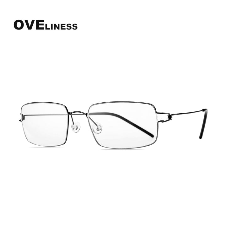 Oveliness Unisex Full Rim Square Screwless Titanium Alloy Eyeglasses Full Rim Oveliness gun