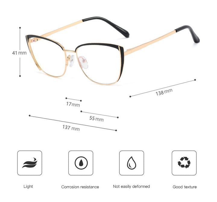 CCspace Women's Full Rim Cat Eye Alloy Frame Eyeglasses 48286 Full Rim CCspace