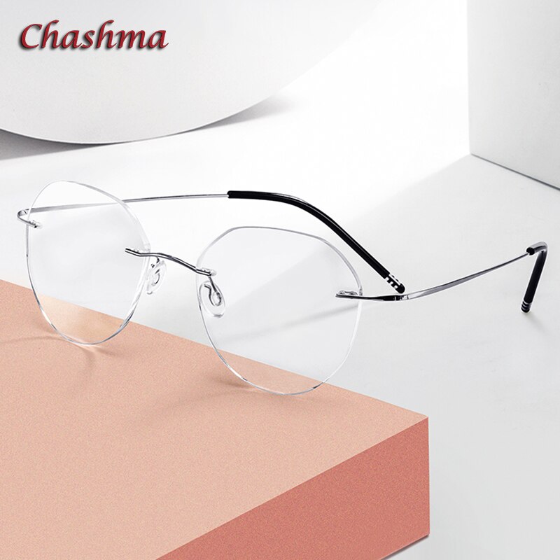 Chashma Ochki Unisex Rimless Round Titanium Eyeglasses 8151 Rimless Chashma Ochki