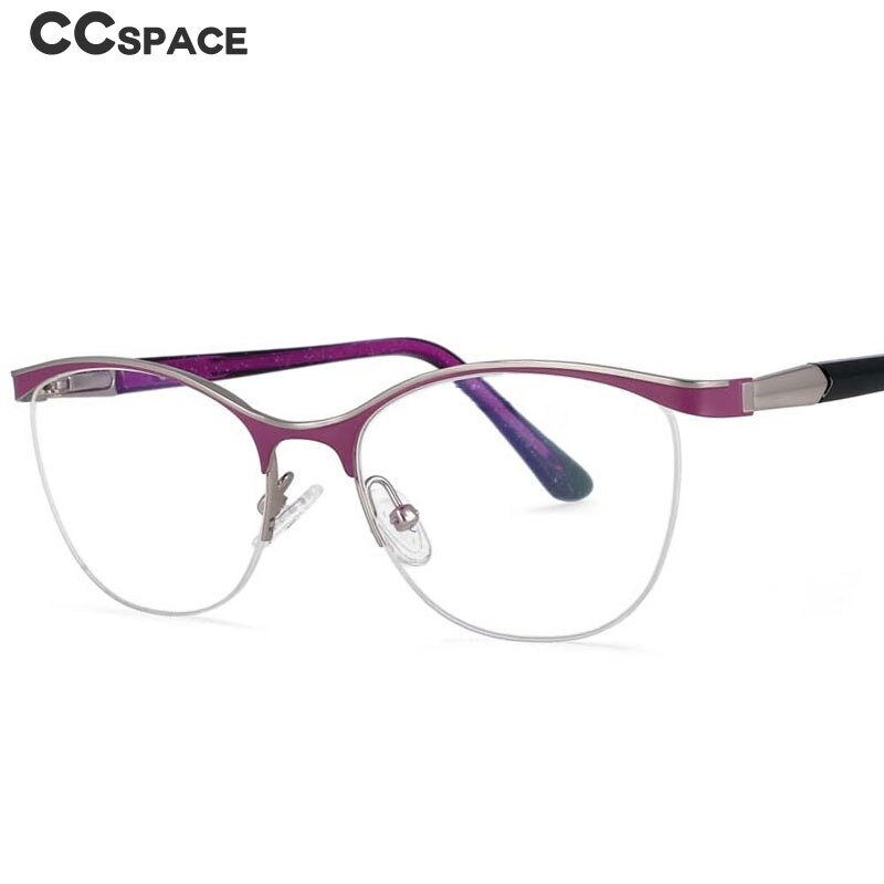CCspace Women's Semi Rim Brow Line Cat Eye Alloy Acetate Frame Eyeglasses 53988 Semi Rim CCspace