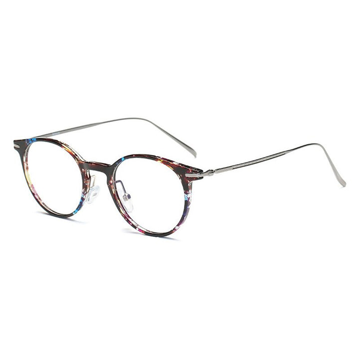 Handoer Unisex Full Rim Round Tr 90 Alloy Eyeglasses 6628 Full Rim Handoer