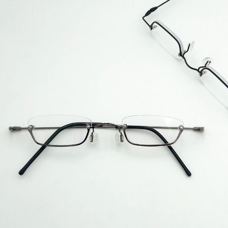Yujo Unisex Small Square Semi Rim Stainless Steel Reading Glasses Y037 Reading Glasses Yujo