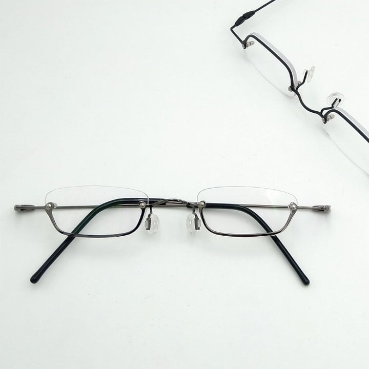 Yujo Unisex Small Square Semi Rim Stainless Steel Reading Glasses Y037 Reading Glasses Yujo