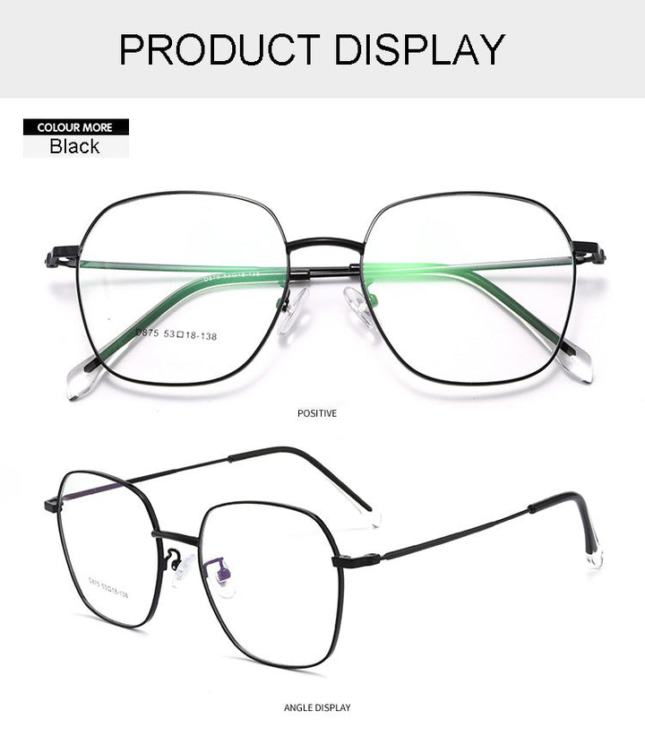 Hotony Unisex Full Rim Polygon Alloy Frame Spring Hinge Eyeglasses D875 Full Rim Hotony