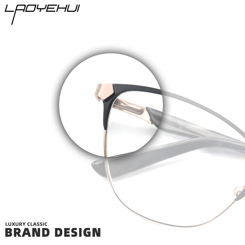 Laoyehui Unisex Eyeglasses Cat Eye Alloy Reading Glasses Blue Brown 8184 Reading Glasses Laoyehui