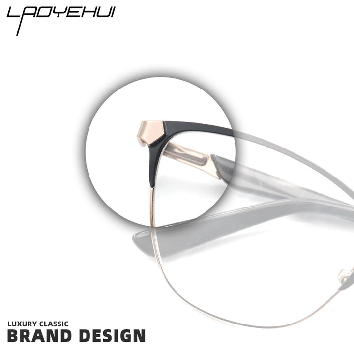 Laoyehui Unisex Eyeglasses Cat Eye Alloy Reading Glasses Blue Brown 8184 Reading Glasses Laoyehui