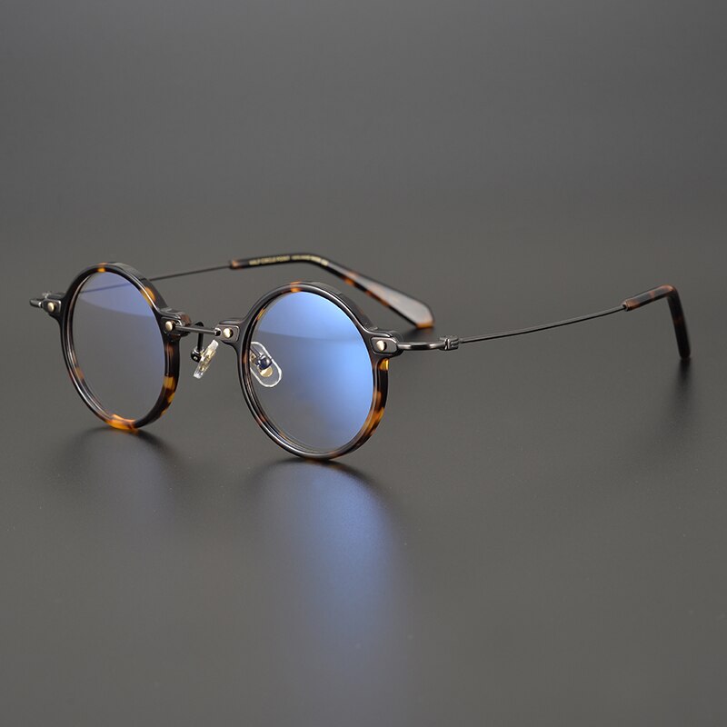 Gatenac Unisex Full Rim Round Acetate Titanium Frame Eyeglasses Gxyj577 Full Rim Gatenac Tortoise