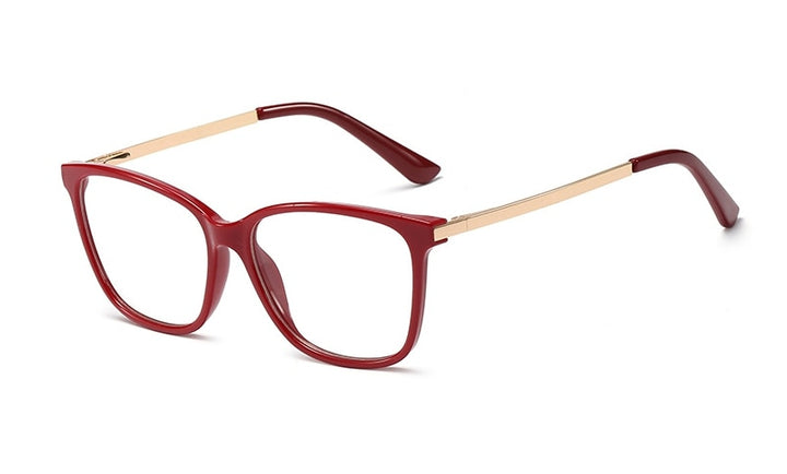 CCspace Unisex Full Rim Square Cat Eye Tr 90 Titanium Frame Eyeglasses 48152 Full Rim CCspace C3red