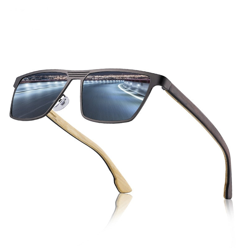 Yimaruili Unisex Full Rim Rectangular Bamboo/Wooden Frame Polarized Lens Sunglasses 8045 Sunglasses Yimaruili Sunglasses