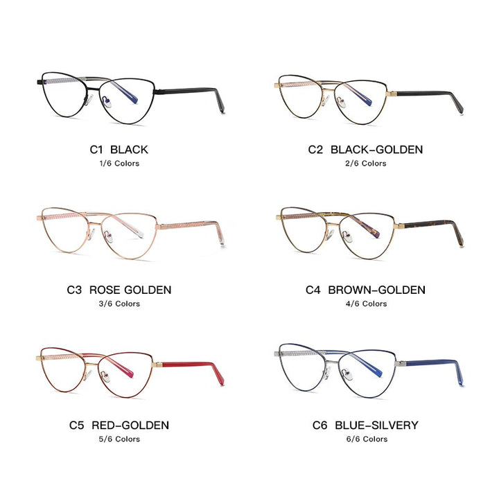 Gmei Women's Full Rim Alloy Cat Eye Frame Eyeglasses 3006 Full Rim Gmei Optical