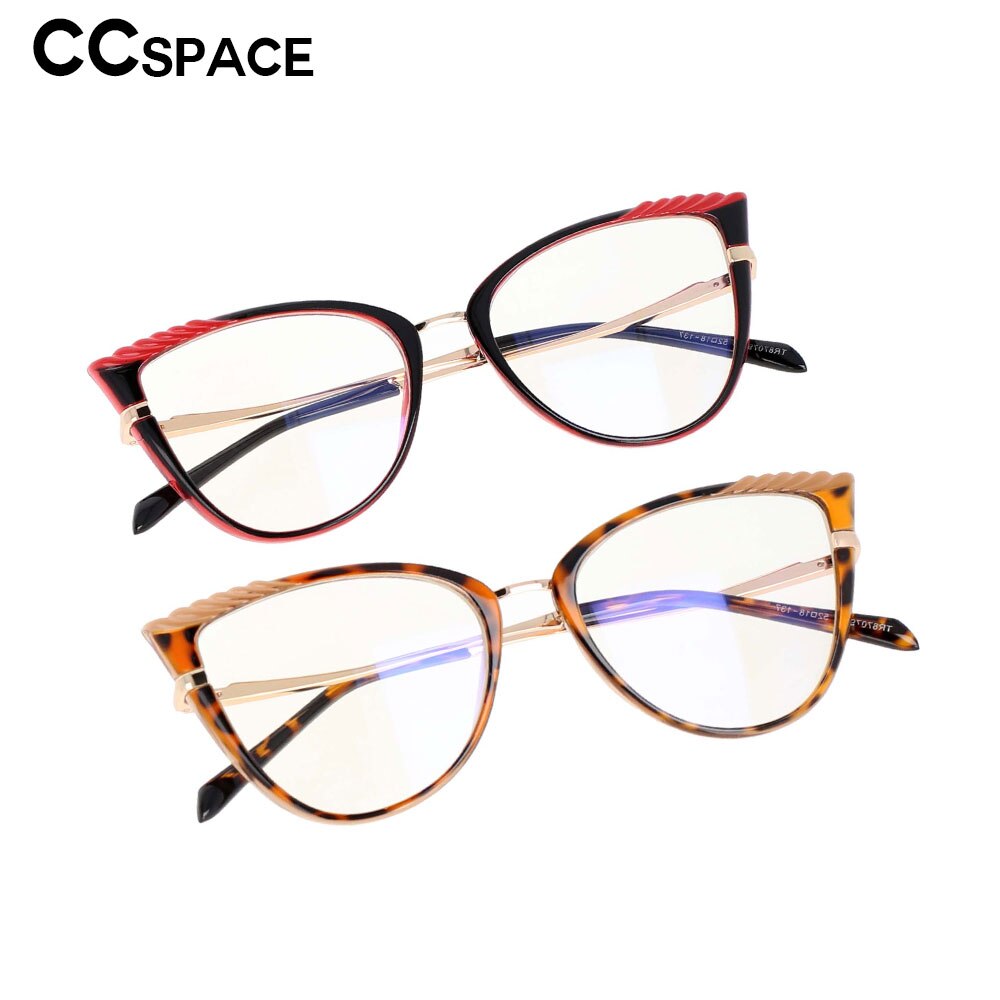 CCspace Women's Full Rim Cat Eye Tr 90 Titanium Frame Eyeglasses 53191 Full Rim CCspace