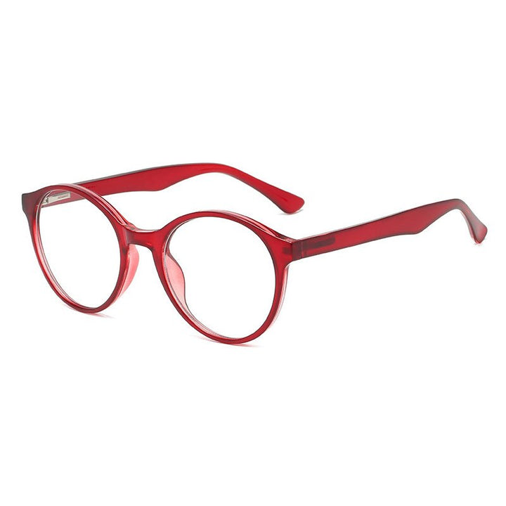 Hotony Unisex Full Rim Round Acetate Alloy Eyeglasses 8823 Full Rim Hotony Red