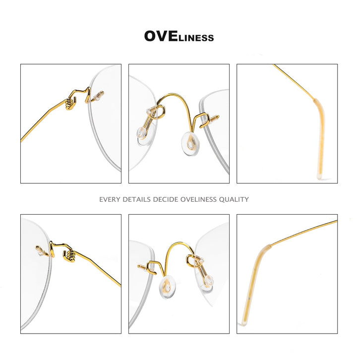 Oveliness Unisex Rimless Round Square Screwless Titanium Eyeglasses 9892 Rimless Oveliness
