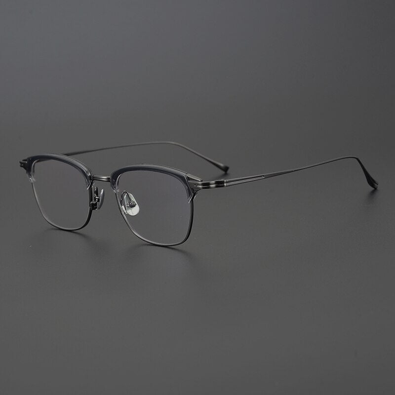Gatenac Unisex Full Rim Square Titanium Acetate Frame Eyeglasses Gxyj688 Full Rim Gatenac