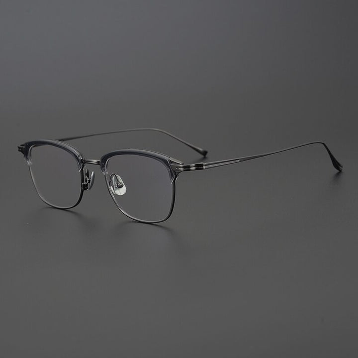 Gatenac Unisex Full Rim Square Titanium Acetate Frame Eyeglasses Gxyj688 Full Rim Gatenac