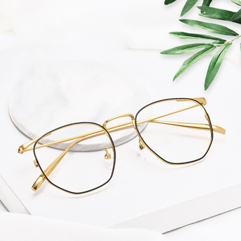 Muzz Men's Full Rim Round Polygon Titanium Frame Eyeglasses S10901 Full Rim Muzz