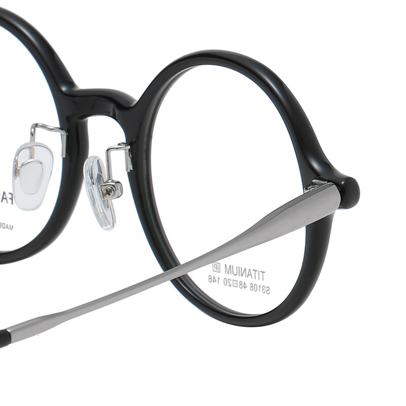 Reven Jate Unisex Full Rim Round Acetate Titanium Eyeglasses S3108 Full Rim Reven Jate