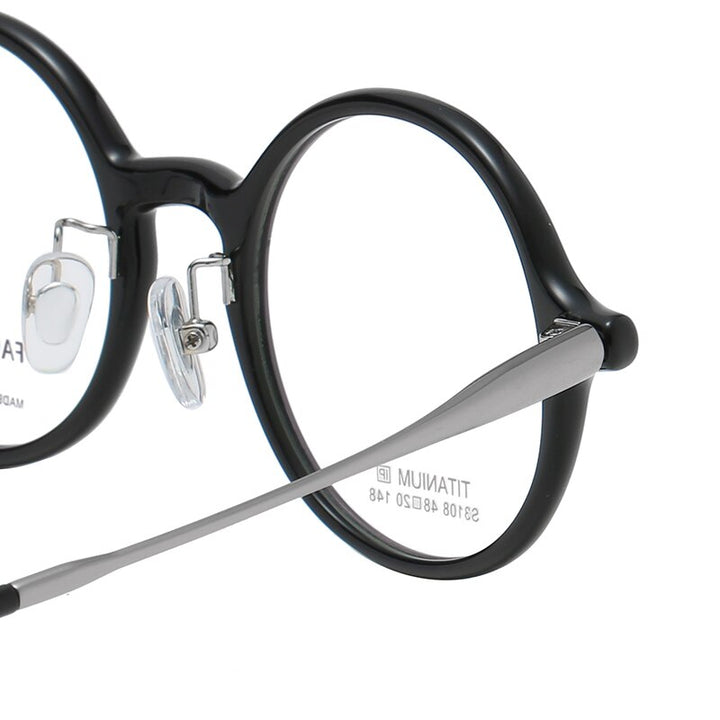 Reven Jate Unisex Full Rim Round Acetate Titanium Eyeglasses S3108 Full Rim Reven Jate