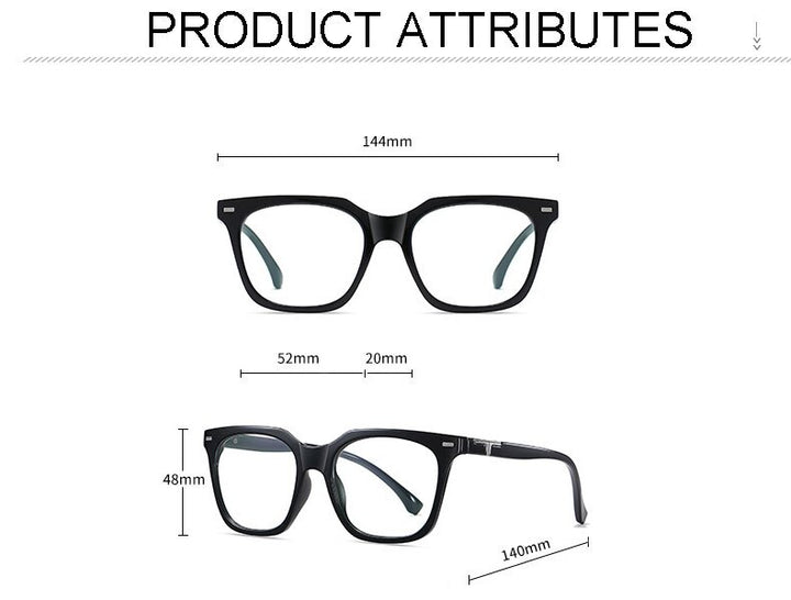 Hotochki Unisex Full Rim Big Square Tr 90 Eyeglasses St6915 Full Rim Hotochki