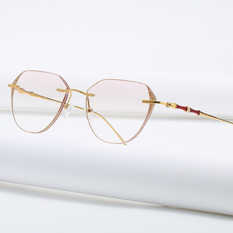 Zirosat 2879 Women's Eyeglasses Titanium Rimless Diamond Trimmed Rimless Zirosat