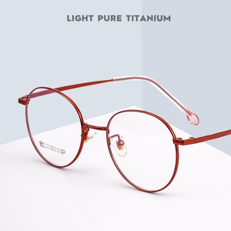 Yimaruili Women's Full Rim Round β Titanium Frame Eyeglasses 2054 Full Rim Yimaruili Eyeglasses