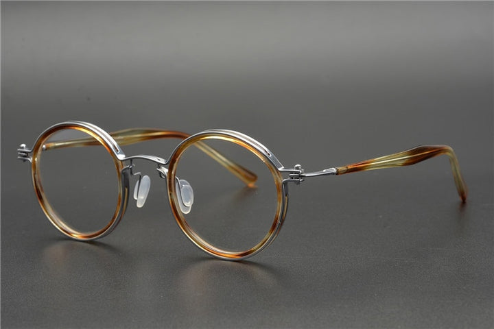 Muzz Men's Full Rim Round Titanium Acetate Frame Eyeglasses G15 Full Rim Muzz c4