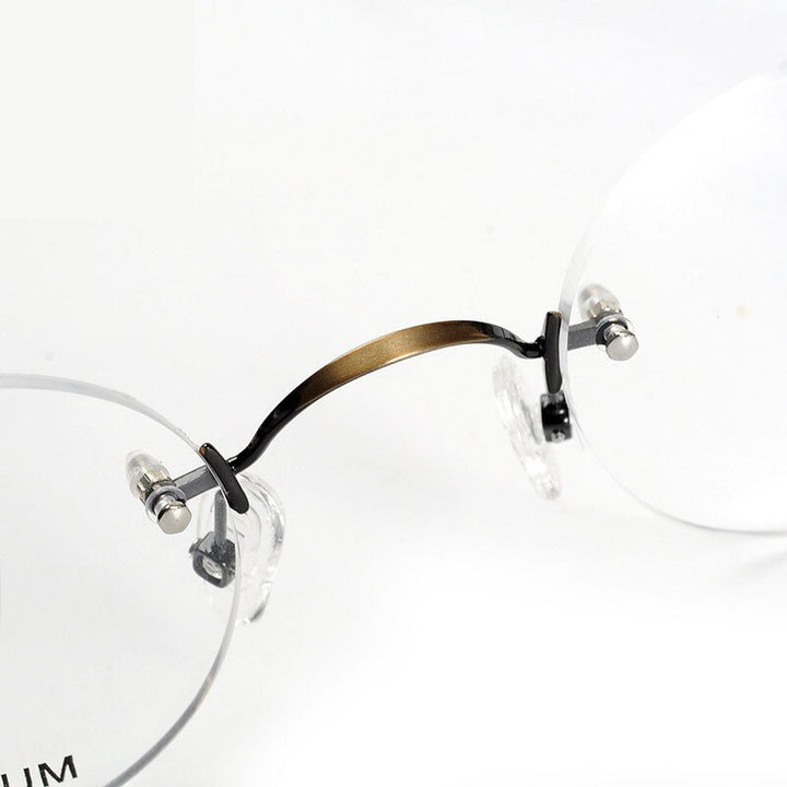 Yujo Men's Rimless Titanium Round Reading Glasses Y003 Reading Glasses Yujo