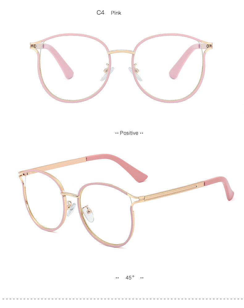 Hotony Women's Full Rim Round Cat Eye TR 90 Alloy Frame Eyeglasses 95785 Full Rim Hotony