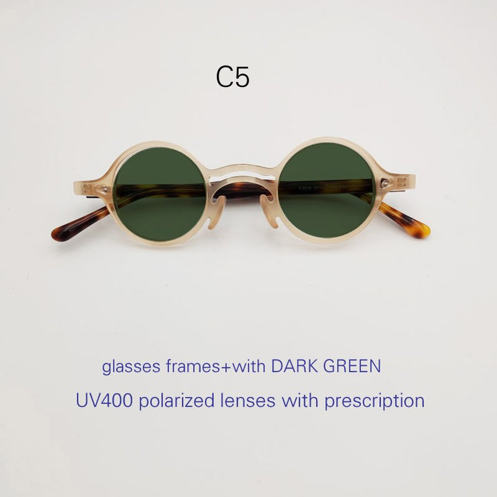 Men's Acetate Plate Frame Round Polarized Sunglasses Customizable Lenses Sunglasses Yujo C5 China Other