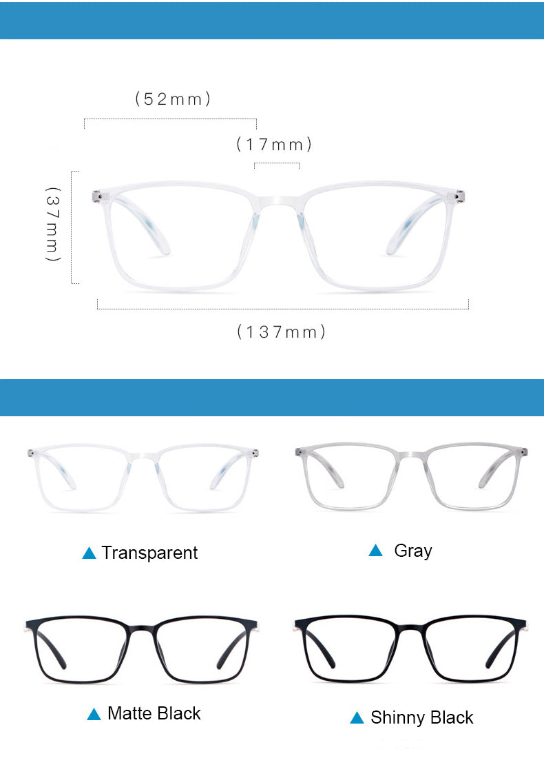 Hotony Unisex Full Rim Square TR 90 Resin Frame Eyeglasses 6633 Full Rim Hotony
