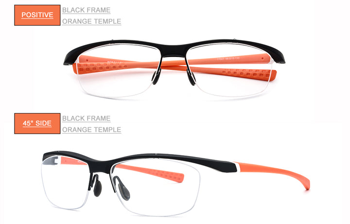 Hdcrafter Men's Semi Rim Rectangle TR 90 Sports Frame Eyeglasses 7027 Full Rim Hdcrafter Eyeglasses