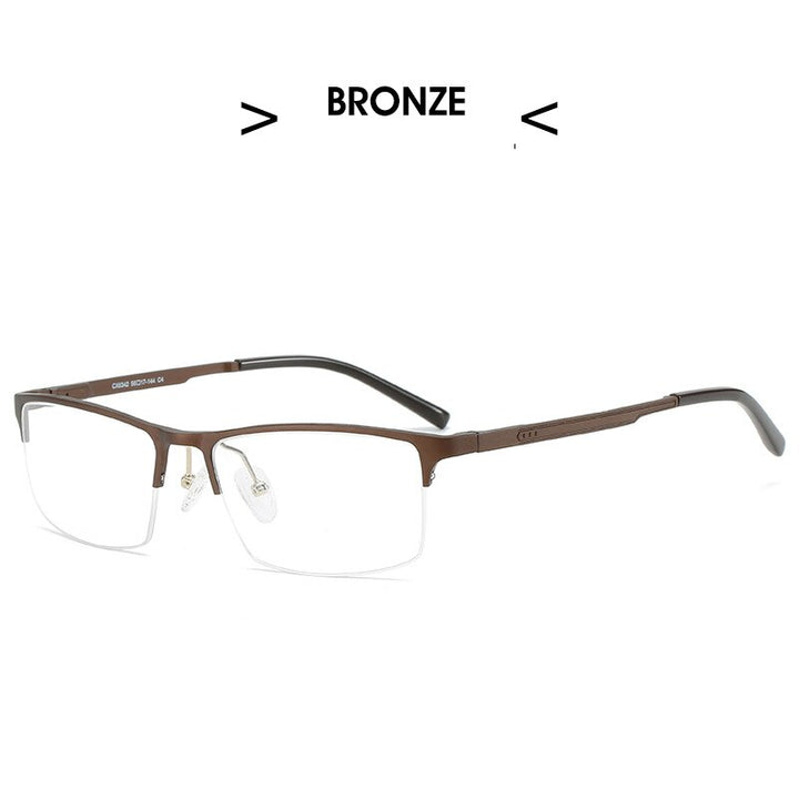 Hdcrafter Men's Semi Rim TR 90 Titanium Alloy Square Frame Eyeglasses P6342 Semi Rim Hdcrafter Eyeglasses Auburn