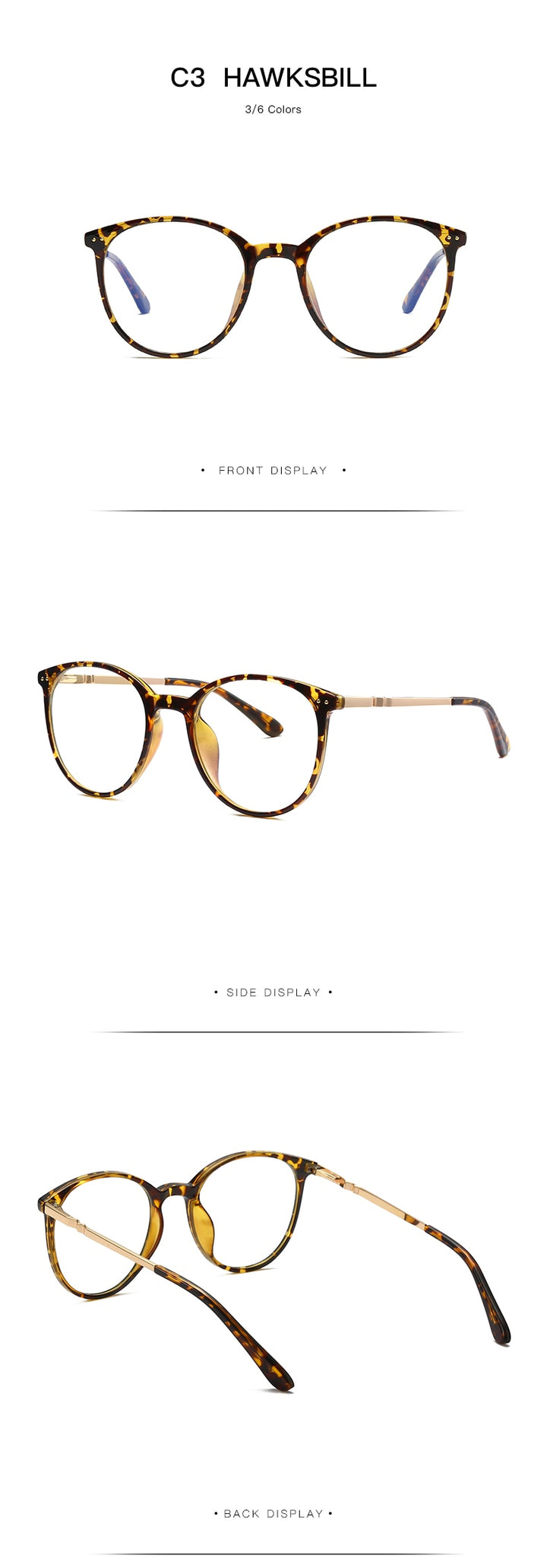 Hotochki Women's Full Rim Round TR-90 Resin Alloy Frame Eyeglasses 2055 Full Rim Hotochki