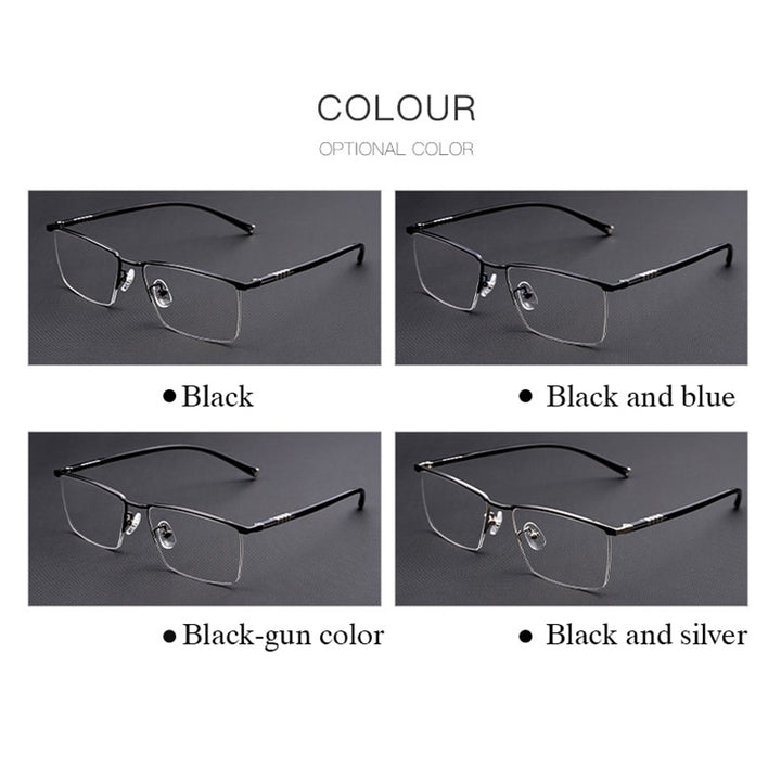 Hotochki Men's Semi Rim Titanium Frame Eyeglasses P9861 Semi Rim Hotochki