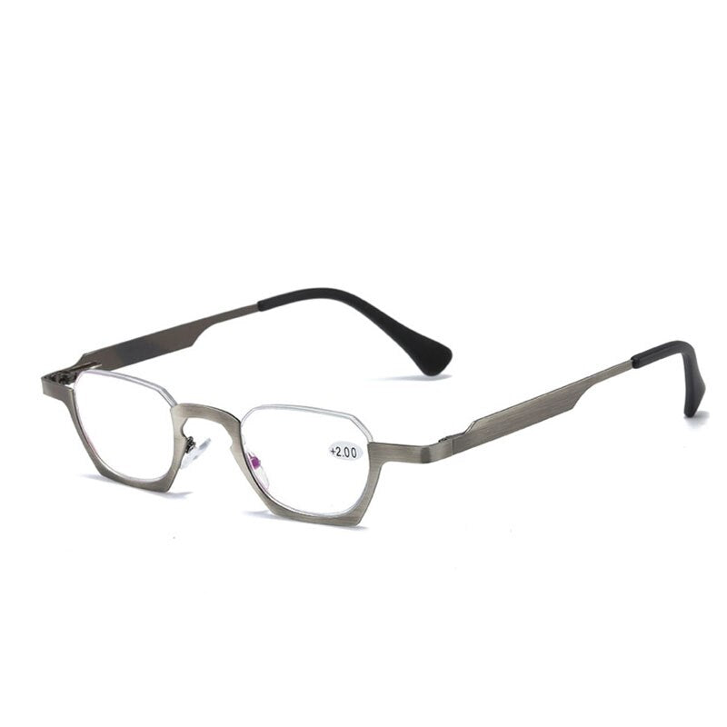 Yujo Unisex Semi Rim Bottom Square Alloy Reading Glasses Y038 Reading Glasses Yujo