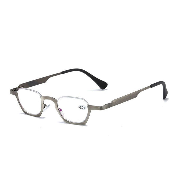 Yujo Unisex Semi Rim Bottom Square Alloy Reading Glasses Y038 Reading Glasses Yujo