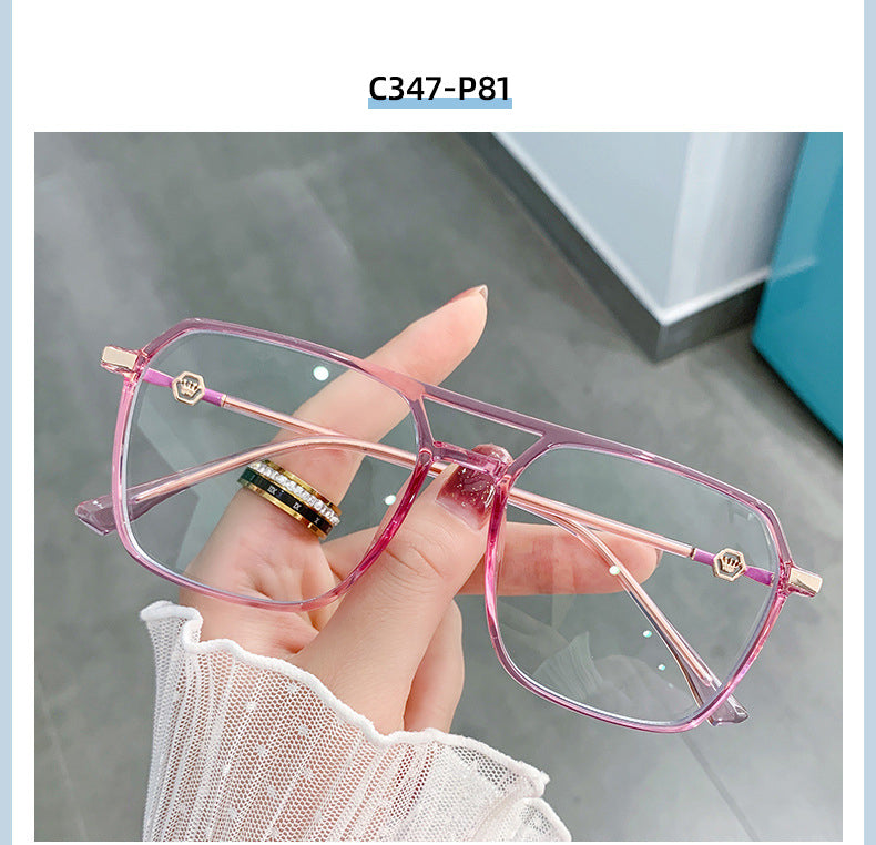 Hotony Women's Full Rim TR 90 Resin Square Double Bridge Frame Eyeglasses Lk309 Full Rim Hotony