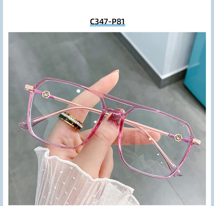 Hotony Women's Full Rim TR 90 Resin Square Double Bridge Frame Eyeglasses Lk309 Full Rim Hotony
