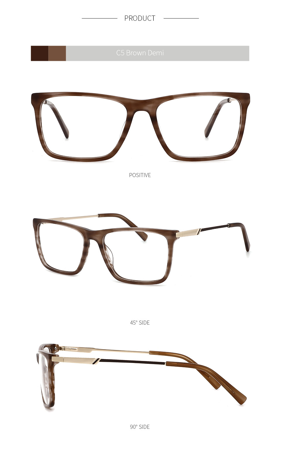 Kansept Men's Full Rim Square Acetate Frame Eyeglasses Mg6104 Full Rim Kansept