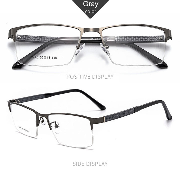 Hotochki Men's Semi Rim Browline Alloy Frame Eyeglasses 2470 Semi Rim Hotochki